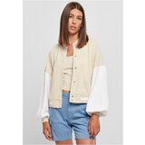 UC Curvy Ladies Oversized 2 Tone College Terry Jacket softseagrass/white Cene