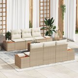 vidaXL 7-dijelni set vrtnih sofa s jastučićima Bež Poli Ratan Akacija Cijene