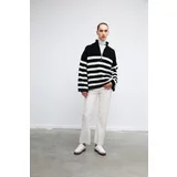 VATKALI High-neck striped knit sweater