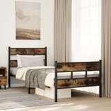 Metalni Kovinski posteljni okvir brez vzmetnice dimljen hrast 107x203cm Cene