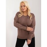 Fashion Hunters Plus Size Brown Sweatshirt with Puff Sleeves cene