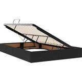  LED krevet za pohranu s madracem Crna 140 x 200 cm Baršun | shoptok.hr