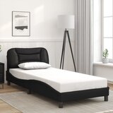 Maison Chic Posteljni okvir - Enojna postelja - Postelja za odrasle z vzglavjem črn 80x200 cm umetno usnje-J9406, (21772077) | Shoptok.si