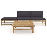 Maison Chic Seti vrtnega pohištva - Vrtna garnitura - Vrtni pohištvo set s temno sivimi blazinami 4-delna bambus, (21797734) | Shoptok.si