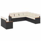  The Living Store Vrtna sedežna garnitura 9-delna z blazinami črn poli ratan - Vrtna Sedežna Garniture, (21449440) | Shoptok.si