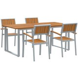 vidaXL 5-delni vrtni jedilni set siva aluminijasta in trdi akacijev les Cene