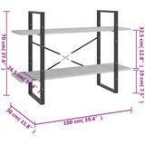 Ormarić za knjige s 2 razine boja betona 100x30x70 cm drveni | shoptok.hr