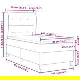 Box Spring Postelja z Vzmetnico Črna 100x200 cm Tkanina, (22051146) | Shoptok.si