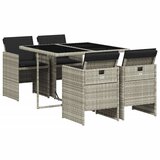 vidaXL Vrtna jedilna garnitura 5-delna z blazinami sv. siv poli ratan, (21056914) | Shoptok.si
