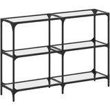 Maison Chic konzolna miza - miza ob steni s stekleno površino 118,5x30x81 cm jeklo, (21785857) Cene