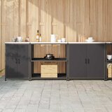 vidaXL Kuhinjski komplet za shranjevanje 3 pcs Črna 210 x 50 x 92 cm Cene