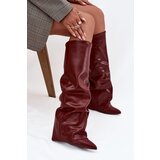 Boto Insulated Women's Boots with Rolled Shaft on a Heel Bordeaux Elivira | Shoptok.si