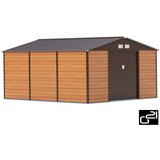 Termo vrtna kovinska hiška-uta-lopa 12,9 m2 – 3,4 m x 3,8 m - rjava Cene