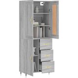 vidaXL Visoka komoda siva sonoma 69,5x34x180 cm inženirski les | Shoptok.si