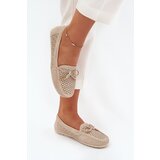 Boto Women's moccasins with perforated pattern and lacing beige Mirisa Cene
