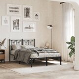 Maison Chic Kovinski Posteljni okvir - Dvoposteljna postelja - Zakonska postelja z vzglavjem črn 120x190 cm, (21692435) | Shoptok.si