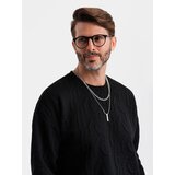 Ombre Men's RELAXED FIT sweatshirt with embossed letters - black Cene