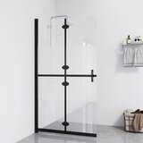 vidaXL Zložljiva pregrada za tuš delno mlečno ESG steklo 100x190 cm | Shoptok.si
