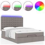  Otomanska postelja z vzmetnico & LEDs taupe 140x190 cm blago, (22053893) | Shoptok.si