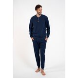 Italian Fashion Men's Leader tracksuit, long sleeves, long pants - dark blue