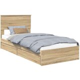  Postelja s shranjevanjem z vzglavjem Sonoma hrast 75 x 190 cm, (5000105872) | Shoptok.si