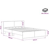  Okvir kreveta s uzglavljem s uzglavljem Crni hrast 140 x 200 cm | shoptok.hr