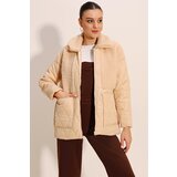 Bigdart 5182 Plush Detailed Oversize Puffer Jacket - Beige | shoptok.hr