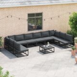 vidaXL Sjedeća garnitura za vrt 10 pcs Crna 423 x 211.5 x 71 cm | shoptok.hr