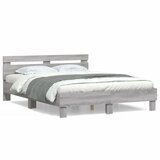 vidaXL Posteljni okvir z vzglavjem siva sonoma 140x190 cm inž. les Cene
