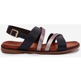 Sergio Leone Ladies Sandals With Flat Heel And Straps Black | ePonuda.com