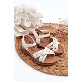 Kesi Children's sandals with velcro closure and flowers, white Nestalee Cene