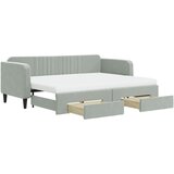  The Living Store Izvlečna dnevna postelja s predali svetlo siva 80x200 cm žamet - Izvlečna Dnevna Postelja, (21488941) | Shoptok.si