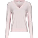 Tommy Hilfiger Puloverji CO JERSEY STITCH LS V-NK SWEATER Rožnata | Shoptok.si
