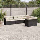  9-dijelni set vrtnih sofa s jastucima crni od poliratana | shoptok.hr
