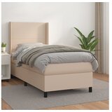  Box spring postelja z vzmetnico kapučino 90x190 cm umetno usnje | Shoptok.si