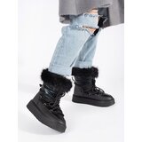 Shelvt Women's black snow boots with fur on a thick sole Cijene