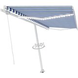  Tenda na ručno uvlačenje s LED svjetlom 450x350 cm plavo-bijela | shoptok.hr