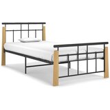  Posteljni okvir kovina in trdna hrastovina 90x200 cm | Shoptok.si