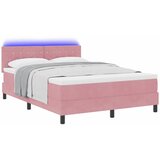  LED Box Spring Krevet s madracem Ružičasta 140 x 200 cm Baršun | shoptok.hr
