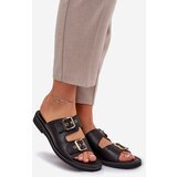 Zazoo Leather Flat Sandals With Buckles 3020 Black | Shoptok.si