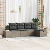 vidaXL 5-dijelni vrtni kauč set s jastučićima Sivi Poli Ratan | shoptok.hr