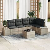 vidaXL 6-dijelni Vrtni Kauč Set s Jastucima Svijetlo Sivi Poli Ratan | shoptok.hr