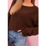 Kesi Włoski Women's mohair sweater with gathered sleeves and a back cutout brown | Shoptok.si