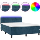  box spring s madracem LED tamnoplavi 140x200 cm baršun | shoptok.hr