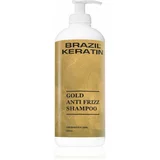 Brazil Keratin Anti Frizz Gold Shampoo globinsko regeneracijski šampon za suhe in krhke lase 550 ml
