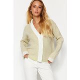 Trendyol Stones Wide fit Soft Textured Color Block Knitwear Cardigan Cene