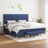 The Living Store Box spring postelja z vzmetnico moder 200x200 cm blago - Box Spring Postelja, (21512809) Cene