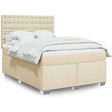 vidaXL Box spring postelja z vzmetnico krem 160x200 cm blago, (21319885) Cene