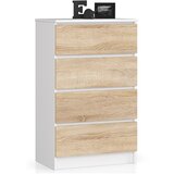 AKORD Komoda, 4 Predali, Bela/Hrast Sonoma, (5000332292) | Shoptok.si