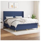 vidaXL Box spring postelja z vzmetnico modra 180x200 cm blag Cene